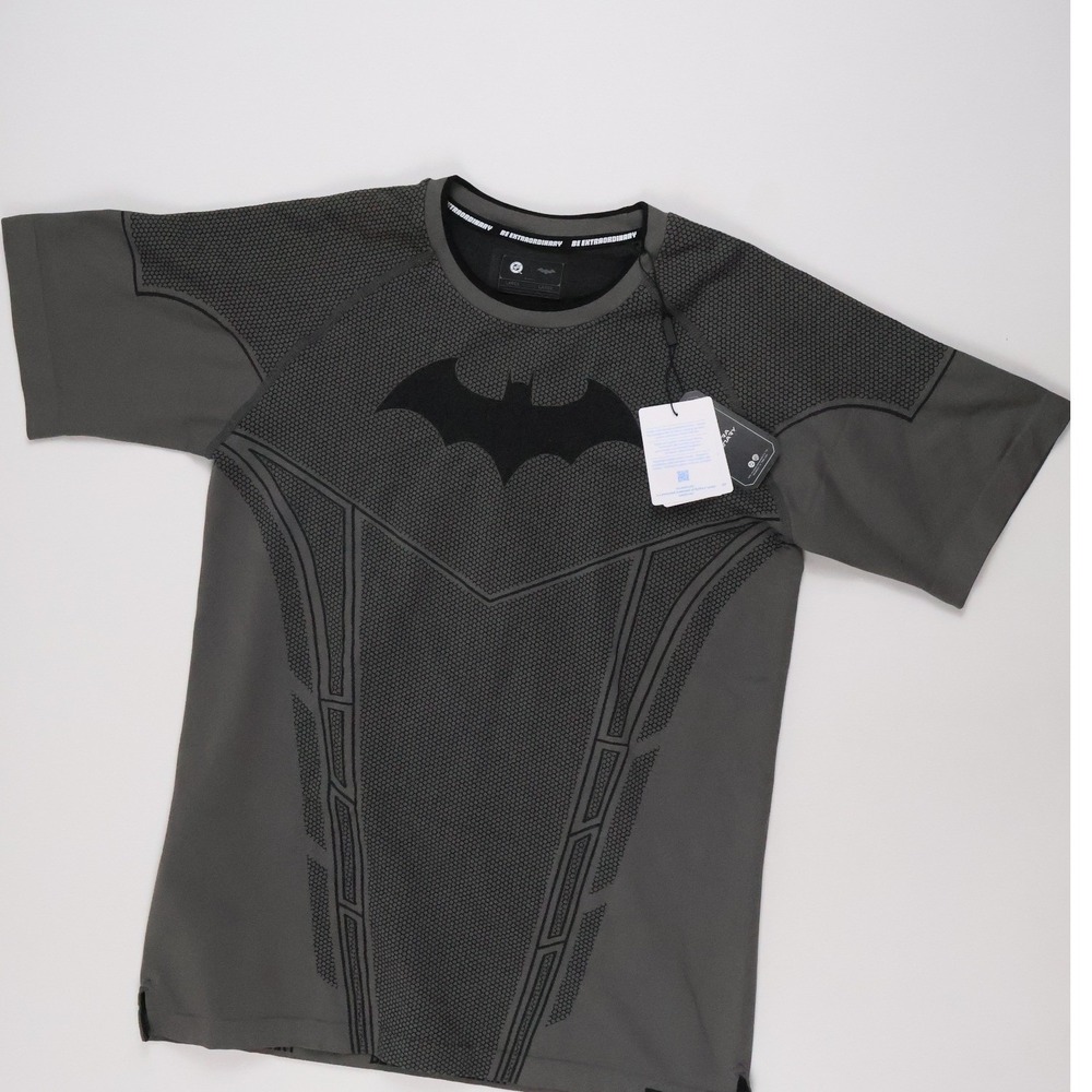 SuperX Batman Tactical Training Shirt Gray Armor Print Large NWT